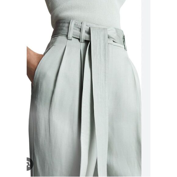 Reiss Pale Green Prairie Belted Wide Leg Pants NWOT Size 8 - Picture 3 of 7